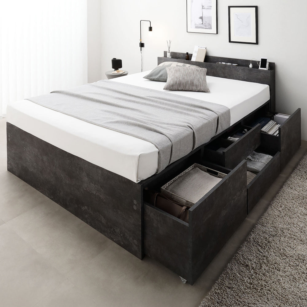 引き出し4杯大容量ベッド 宮付きタイプ『Slektia スレクティア