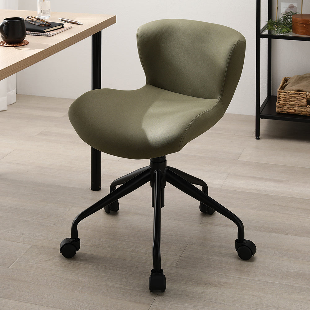 デスクチェア 『Luona ルオナ』 モスグリーン(ブラック脚) スエード調生地