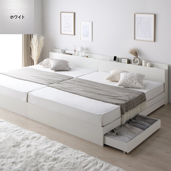 引渡希望RASIK 引き出し収納付きベッドフレームのみ！ セレストホワイト 引き出し収納付きベッド『Serest セレスト』2台セット/ 家族にも夫婦に
