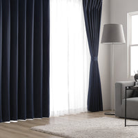 日本製 20色から選べる 1級遮光カーテン 幅200cm ネイビー（1枚入り）