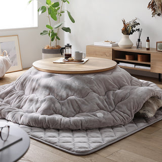 フランネル こたつ掛け布団『toromofu トロモフ』単品 / 2点セット（掛け布団・ラグ） 円形 グレージュ