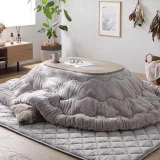 フランネル こたつ掛け布団『toromofu トロモフ』単品 / 2点セット（掛け布団・ラグ） 楕円形 グレージュ