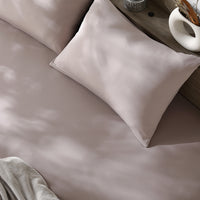 のびのび寝具セット 素材(すべすべニット) 『Palmoa パルモア』 ボックスシーツ+枕カバー 単身サイズ モカグレージュ