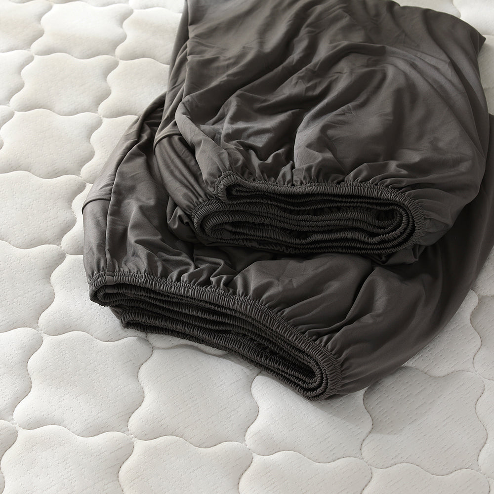 のびのびボックスシーツ 2枚セット 素材(すべすべニット) 『Palmoa パルモア』 ファミリーサイズ チャコールグレー