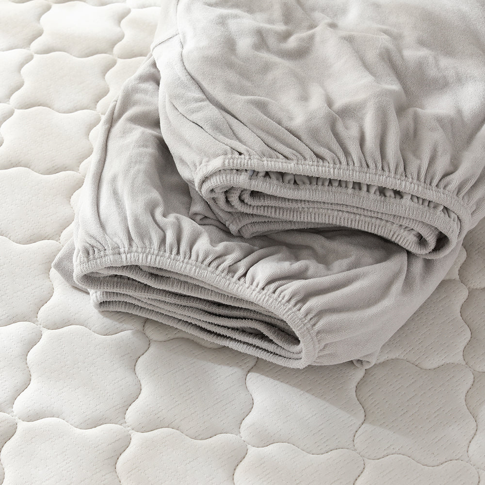 のびのびボックスシーツ 2枚セット 素材(ふっくらタオル) 『Palmoa パルモア』 ファミリーサイズ ライトグレー