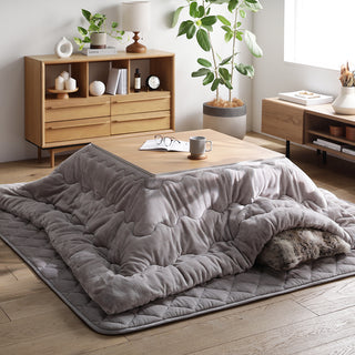 フランネル こたつ掛け布団『toromofu トロモフ』単品 / 2点セット（掛け布団・ラグ） 正方形 グレージュ