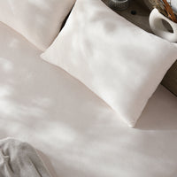 のびのび寝具セット 素材(ふっくらタオル) 『Palmoa パルモア』 ボックスシーツ+枕カバー 単身サイズ チークアイボリー