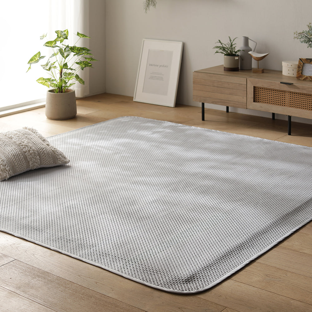 イブル風 洗えるグリッドキルト 『waffulto ワッフルト』 マルチカバー単品 ライトグレー