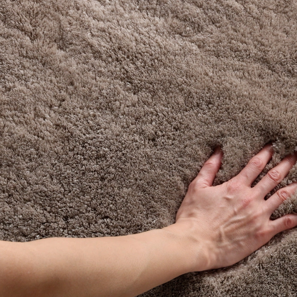 到着時、はじめはラグの毛足が寝ています。