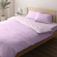 綿100% 天然シルク成分配合 国産寝具 シーツセット 布団用 ラベンダー×パープル