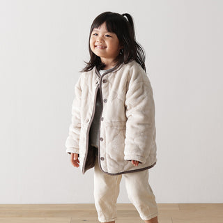 あったかフランネル『fuwanmel フワンメル』着る毛布 キッズ ベージュ×ブラウン