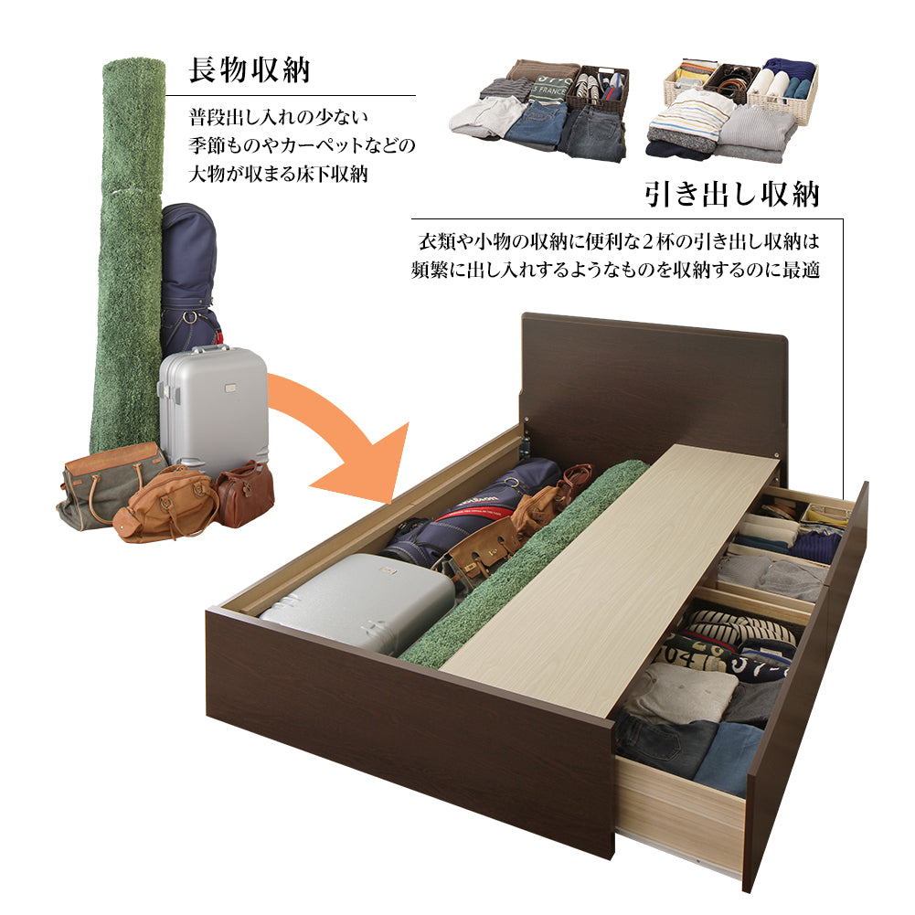 お客様組み立て】日本製 フラットヘッドボックス収納ベッド/大容量の