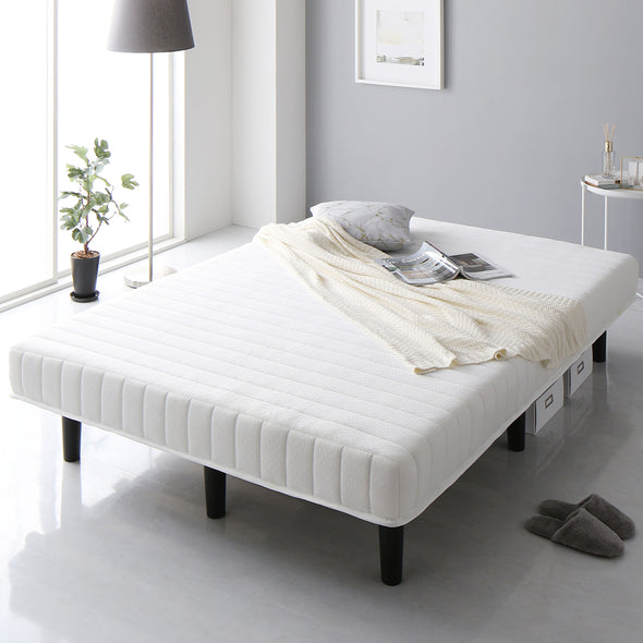 シングルベッド  シングル　ホワイト　ボンネルコイル　脚付きマットレス　通常丈SpaceDesign家具